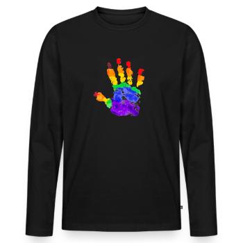 LGBT Rainbow Gay Pride Gay Lesbian Gay - Men's Premium Organic Long Sleeve Shirt - black - Front - Nico (187cm)