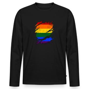 LGBT Rainbow Gay Pride Gay Lesbian Gay - Men's Premium Organic Long Sleeve Shirt - black - Front - Nico (187cm)