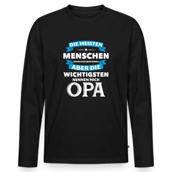 Opa Großvater Vater Enkel Rentner Senior Geschenk - Männer Premium Bio Langarmshirt - Schwarz - Vorne - Nico (187cm)