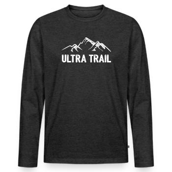 Ultra Trail - T-shirt manches longues Premium bio Homme - anthracite chiné - Devant - Nico (187cm)