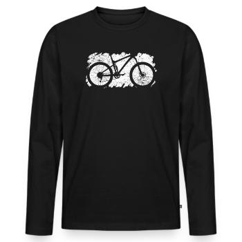 Brushstroke Silhouette de vélo - T-shirt manches longues Premium bio Homme - noir - Devant - Nico (187cm)