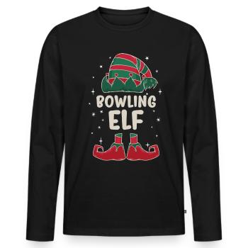 Bowling Eleven Family Partners Christmas Gift - Men's Premium Organic Long Sleeve Shirt - black - Front - Nico (187cm)