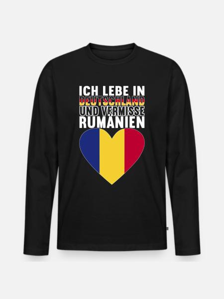 Rumänien Rumänische Flagge - Männer Premium Bio Langarmshirt - Schwarz