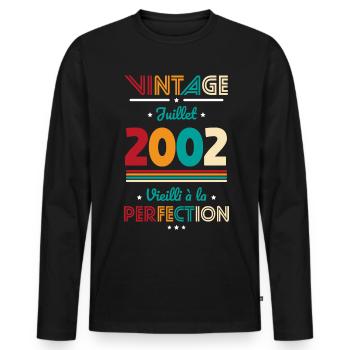 Anniversaire 20 ans - Vintage - Juillet 2002 - T-shirt manches longues Premium bio Homme - noir - Devant - Nico (187cm)