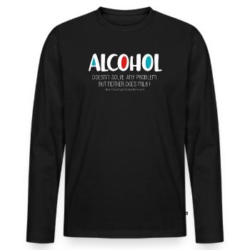 Alcohol (dark) - Men's Premium Organic Long Sleeve Shirt - black - Front - Nico (187cm)