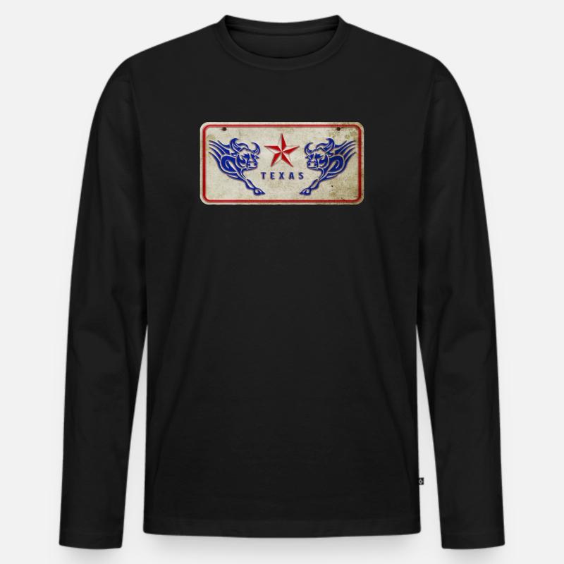 Texas Stier Schild - Männer Premium Bio Langarmshirt - Schwarz