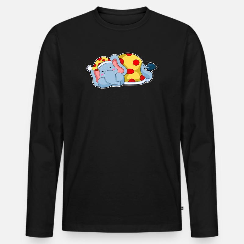 Elefant Schlafen Schlafanzug - Männer Premium Bio Langarmshirt - Schwarz