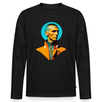 Retro Flash No43 - Männer Premium Bio Langarmshirt - Schwarz - Vorne - Nico (187cm)
