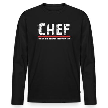 CHEF wenn die Chefin nicht da ist Spruch - Männer Premium Bio Langarmshirt - Schwarz - Vorne - Nico (187cm)