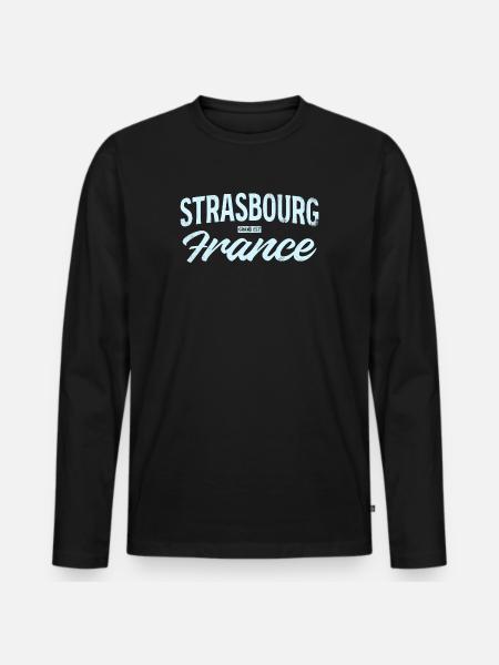 Strasbourg Frankrig vintage skrift - Premium økologisk langærmet T-shirt til mænd - sort