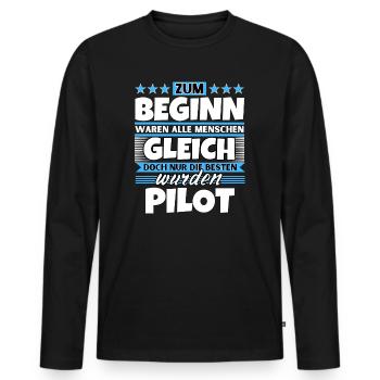 Zum Beginn gleich die besten wurden Pilot - Männer Premium Bio Langarmshirt - Schwarz - Vorne - Nico (187cm)