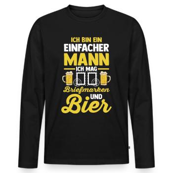Philatelie Briefmarkensammlung Briefmarkensammler - Männer Premium Bio Langarmshirt - Schwarz - Vorne - Nico (187cm)
