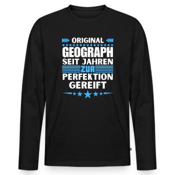 Zur Perfektion gereifter Geograph - Männer Premium Bio Langarmshirt - Schwarz - Vorne - Nico (187cm)