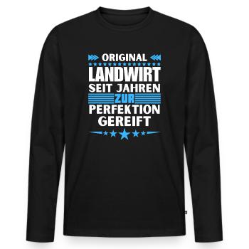 Zur Perfektion gereifter Landwirt - Männer Premium Bio Langarmshirt - Schwarz - Vorne - Nico (187cm)