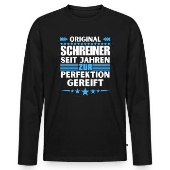 Zur Perfektion gereifter Schreiner - Männer Premium Bio Langarmshirt - Schwarz - Vorne - Nico (187cm)