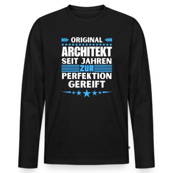 Architect matured to perfection - Men's Premium Organic Long Sleeve Shirt - black - Front - Nico (187cm)