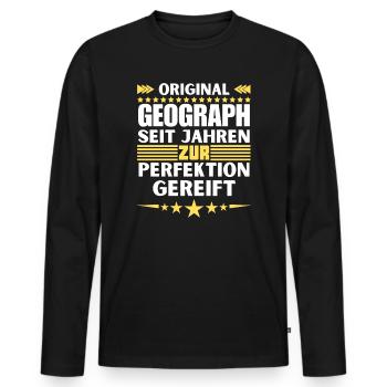 Géographe mûri à la perfection - T-shirt manches longues Premium bio Homme - noir - Devant - Nico (187cm)