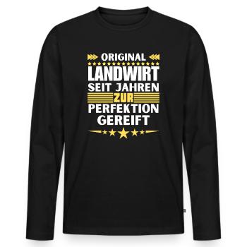Farmer matured to perfection - Men's Premium Organic Long Sleeve Shirt - black - Front - Nico (187cm)