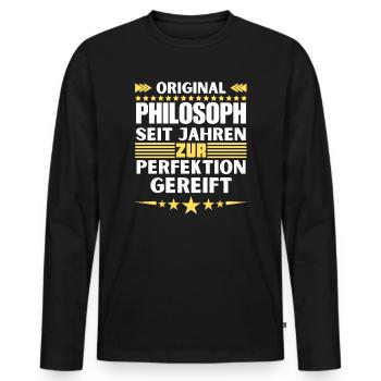 Zur Perfektion gereifter Philosoph - Männer Premium Bio Langarmshirt - Schwarz - Vorne - Nico (187cm)