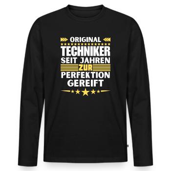 Technicians matured to perfection - Men's Premium Organic Long Sleeve Shirt - black - Front - Nico (187cm)
