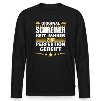 Zur Perfektion gereifter Schreiner - Männer Premium Bio Langarmshirt - Schwarz - Vorne - Nico (187cm)