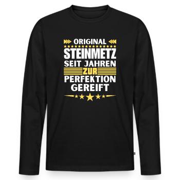 Stonemason matured to perfection - Men's Premium Organic Long Sleeve Shirt - black - Front - Nico (187cm)