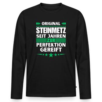 Zur Perfektion gereifter Steinmetz - Männer Premium Bio Langarmshirt - Schwarz - Vorne - Nico (187cm)