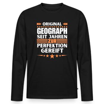 Zur Perfektion gereifter Geograph - Männer Premium Bio Langarmshirt - Schwarz - Vorne - Nico (187cm)