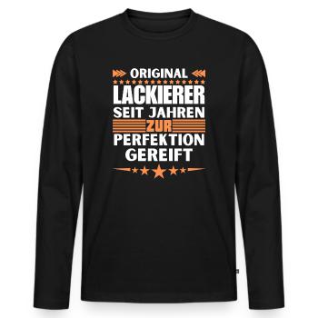 Zur Perfektion gereifter Lackierer - Männer Premium Bio Langarmshirt - Schwarz - Vorne - Nico (187cm)