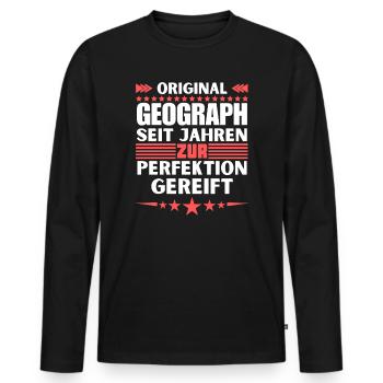 Zur Perfektion gereifter Geograph - Männer Premium Bio Langarmshirt - Schwarz - Vorne - Nico (187cm)