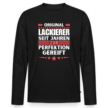 Zur Perfektion gereifter Lackierer - Männer Premium Bio Langarmshirt - Schwarz - Vorne - Nico (187cm)