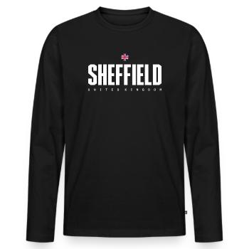 Sheffield - T-shirt manches longues Premium bio Homme - noir - Devant - Nico (187cm)