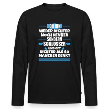 Ni poètes, ni penseurs, mais serruriers - T-shirt manches longues Premium bio Homme - noir - Devant - Nico (187cm)