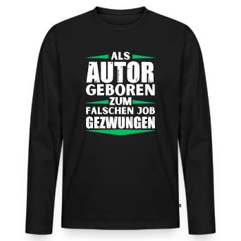 Autor im falschen Job gelandet - Männer Premium Bio Langarmshirt - Schwarz - Vorne - Nico (187cm)
