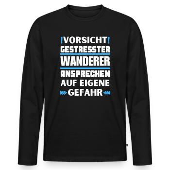 Ne parlez pas aux randonneurs stressés ! - T-shirt manches longues Premium bio Homme - noir - Devant - Nico (187cm)