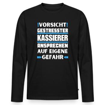 Ne parlez pas à une caissière stressée ! - T-shirt manches longues Premium bio Homme - noir - Devant - Nico (187cm)