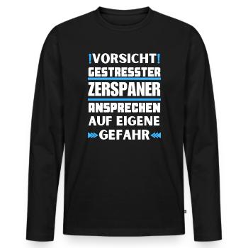 Ne parlez pas à des machinistes stressés ! - T-shirt manches longues Premium bio Homme - noir - Devant - Nico (187cm)