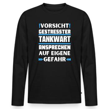 Ne parlez pas à un pompiste stressé ! - T-shirt manches longues Premium bio Homme - noir - Devant - Nico (187cm)