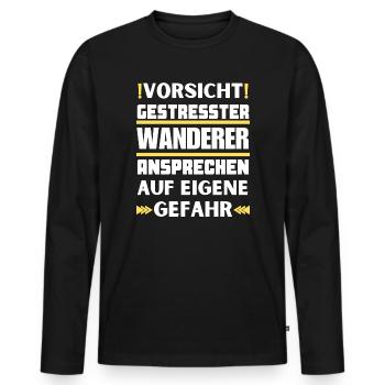 Ne parlez pas aux randonneurs stressés ! - T-shirt manches longues Premium bio Homme - noir - Devant - Nico (187cm)