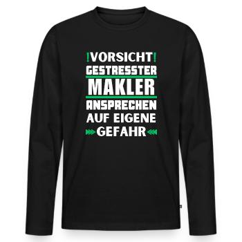 Ne vous approchez pas d’un courtier stressé ! - T-shirt manches longues Premium bio Homme - noir - Devant - Nico (187cm)