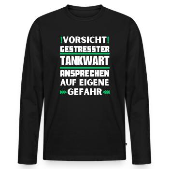 Ne parlez pas à un pompiste stressé ! - T-shirt manches longues Premium bio Homme - noir - Devant - Nico (187cm)