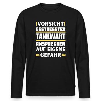 Ne parlez pas à un pompiste stressé ! - T-shirt manches longues Premium bio Homme - noir - Devant - Nico (187cm)