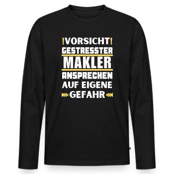 Ne vous approchez pas d’un courtier stressé ! - T-shirt manches longues Premium bio Homme - noir - Devant - Nico (187cm)