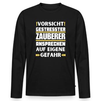 Ne parlez pas à un sorcier stressé ! - T-shirt manches longues Premium bio Homme - noir - Devant - Nico (187cm)