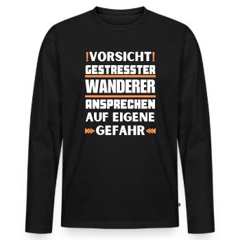 Ne parlez pas aux randonneurs stressés ! - T-shirt manches longues Premium bio Homme - noir - Devant - Nico (187cm)
