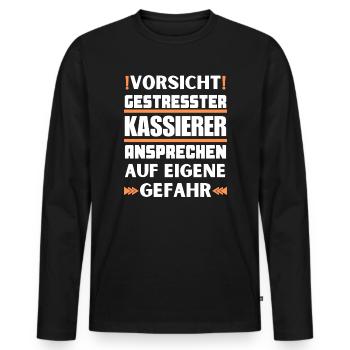 Don't talk to a stressed cashier! - Men's Premium Organic Long Sleeve Shirt - black - Front - Nico (187cm)
