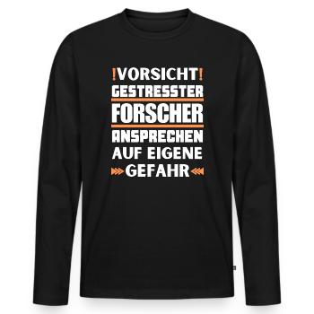 Ne parlez pas à des chercheurs stressés ! - T-shirt manches longues Premium bio Homme - noir - Devant - Nico (187cm)