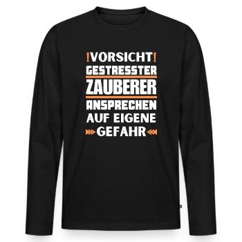 Ne parlez pas à un sorcier stressé ! - T-shirt manches longues Premium bio Homme - noir - Devant - Nico (187cm)