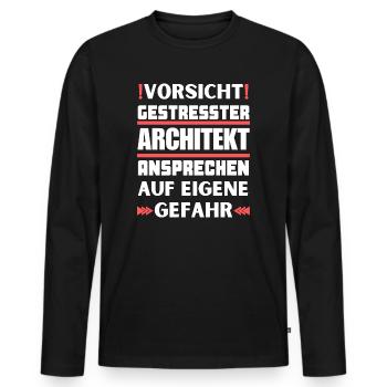 Gestresster Architekt nicht ansprechen! - Männer Premium Bio Langarmshirt - Schwarz - Vorne - Nico (187cm)