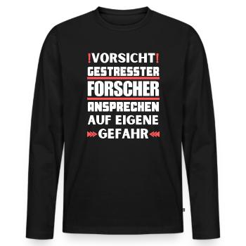 Don't talk to stressed researcher! - Men's Premium Organic Long Sleeve Shirt - black - Front - Nico (187cm)